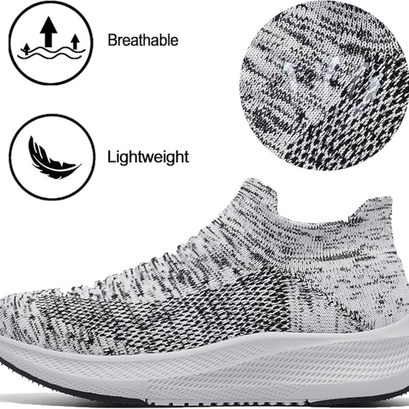 Womens Slip on Walking Shoes Comfort Lightweight Breathable Sock Shoe Non-Slip - Picture 4 of 5